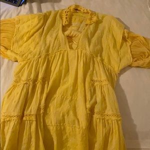 Free People Yellow Flowy Dress